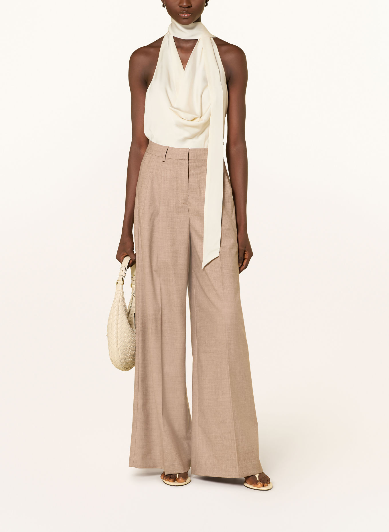 GUESS Satin blouse with removable bow: CREAM