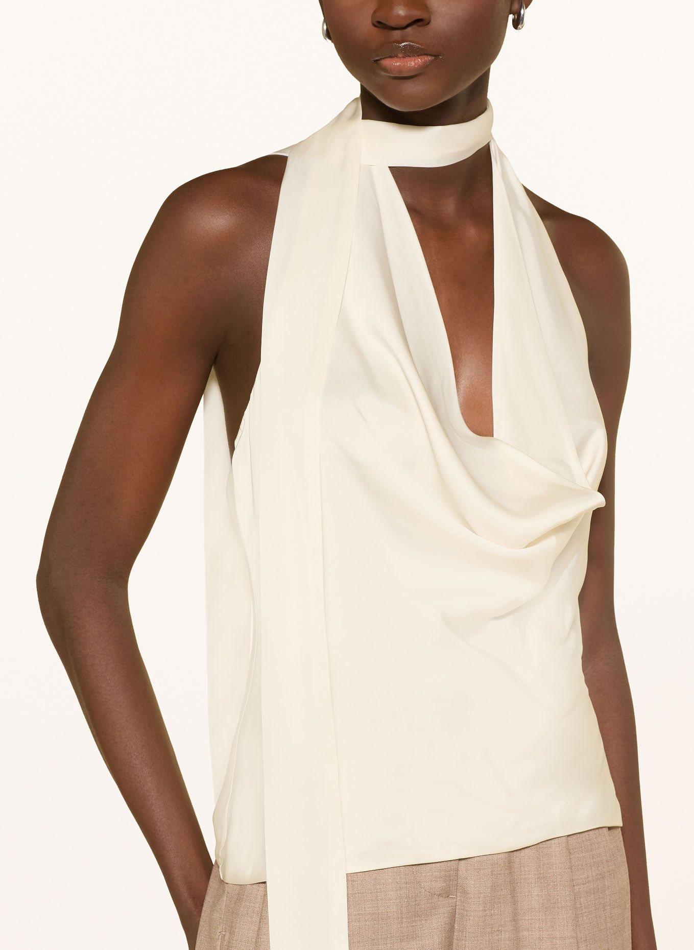 GUESS Satin blouse with removable bow: CREAM