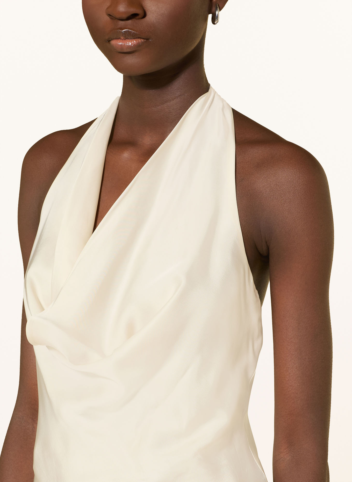GUESS Satin blouse with removable bow: CREAM