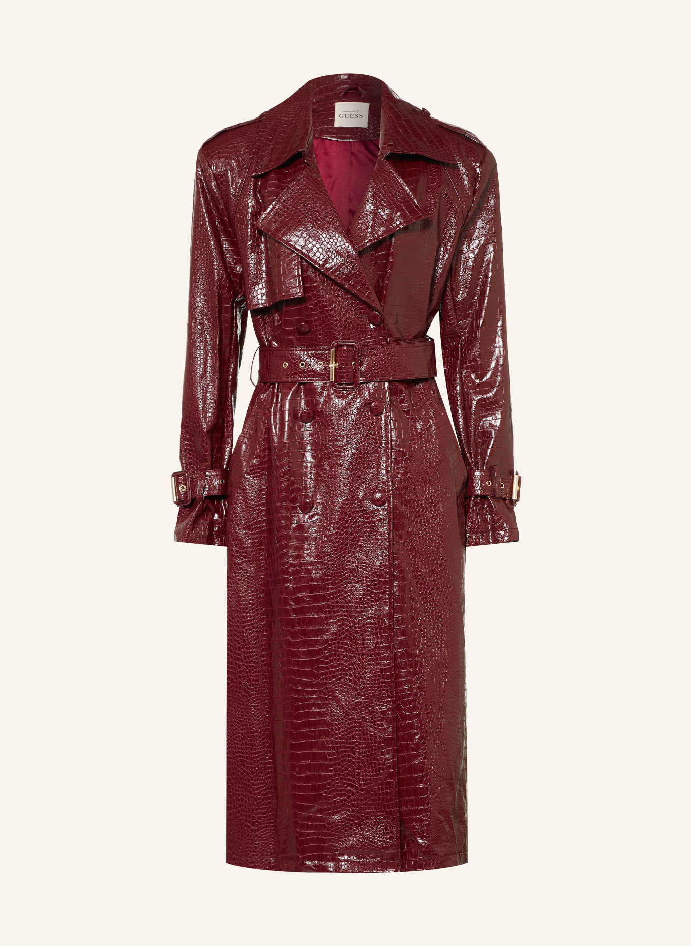 GUESS Trench-coat aspect cuir: ROUGE FONCÉ