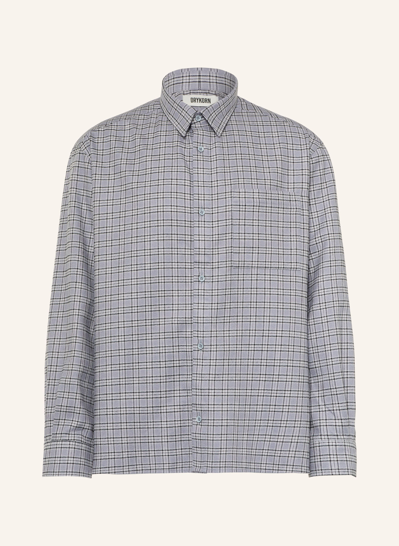 DRYKORN Flanellen hemd BAUNT Comfort Fit: BLAUWGRIJS / WIT / ZWART