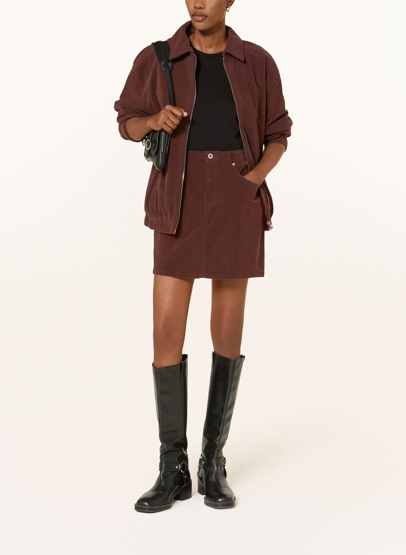 HUGO RAMI Cord Skirt: BROWN