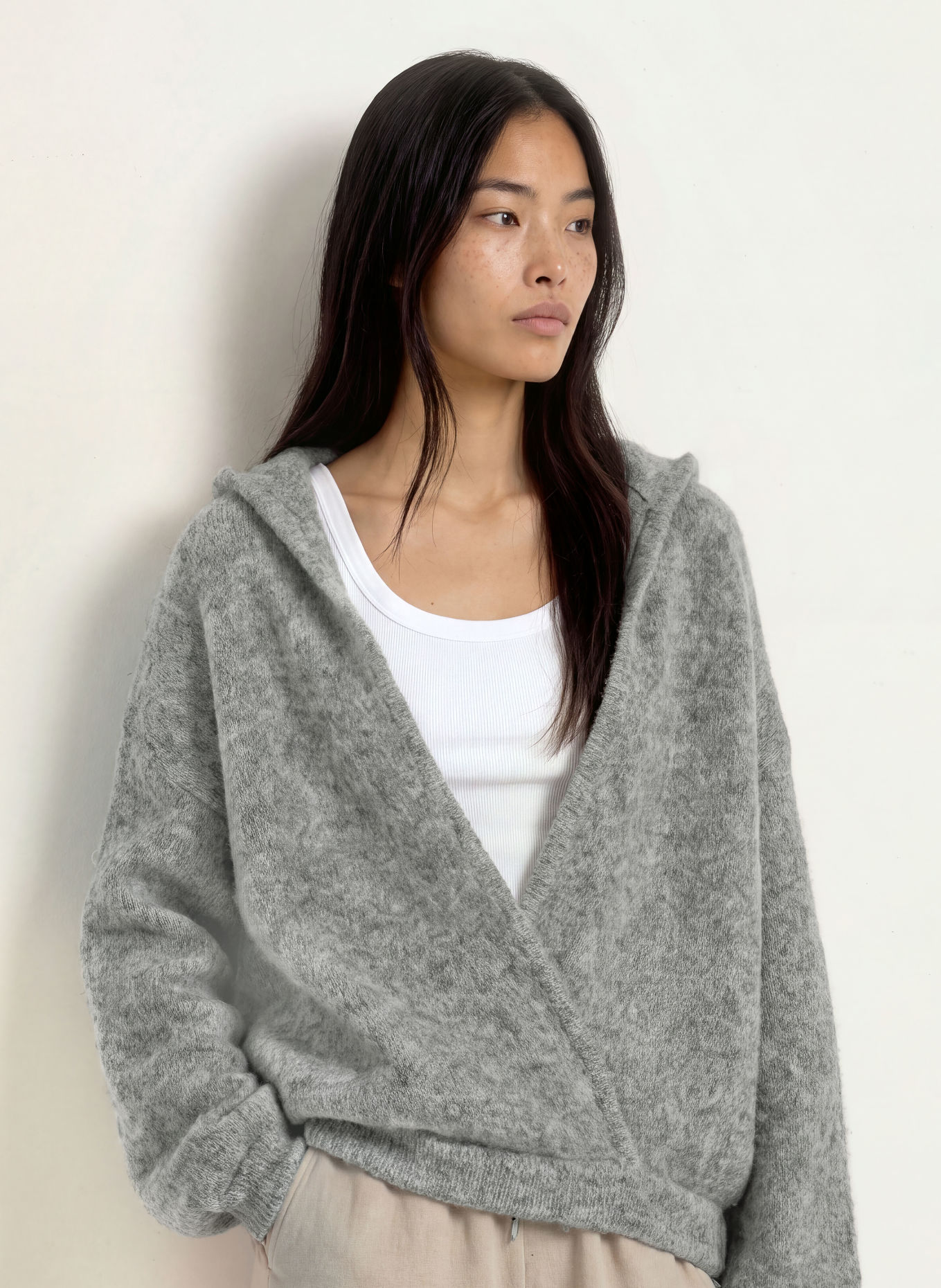 10DAYS Strick-Hoodie mit Alpaka: GRAU