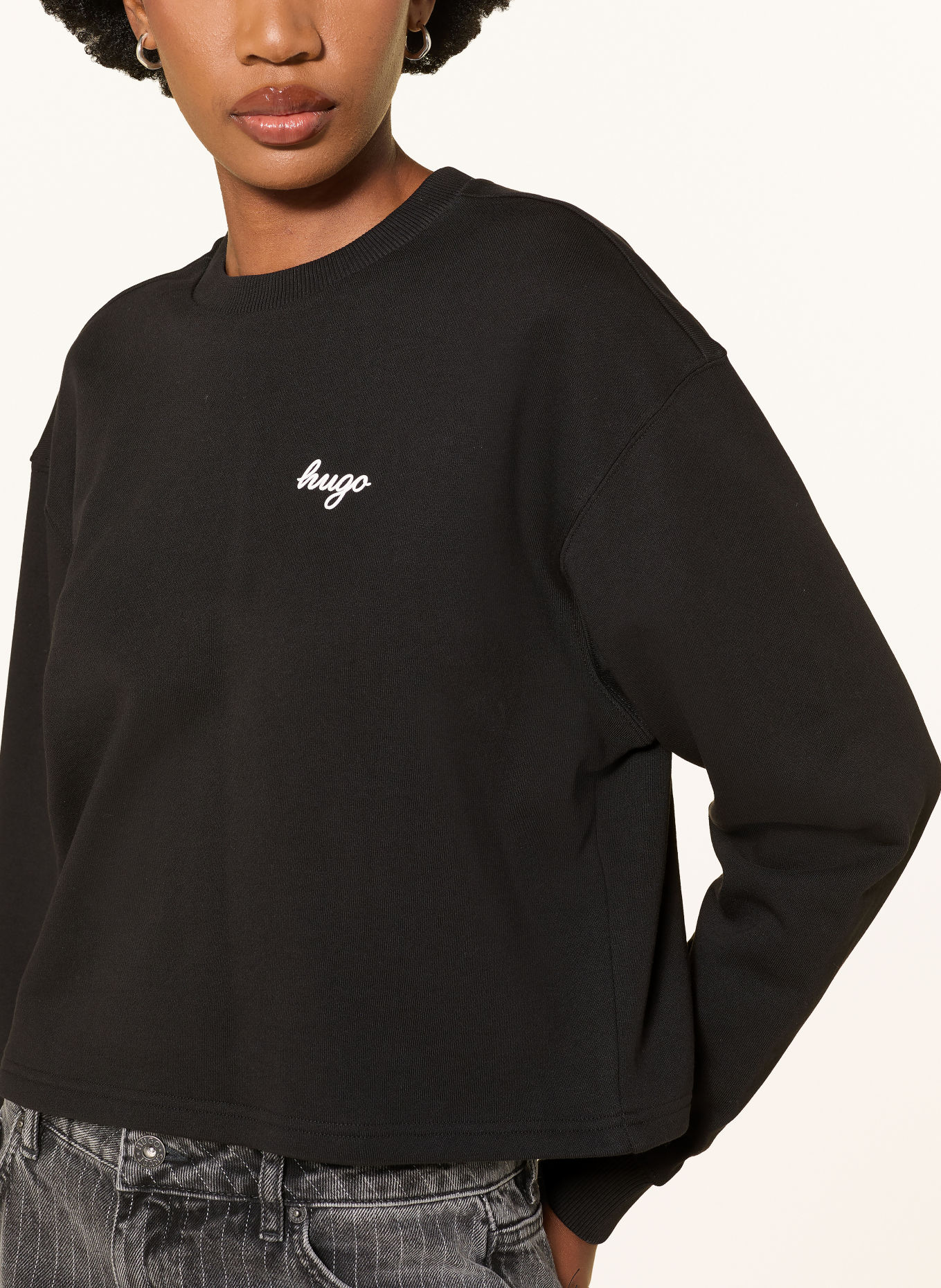 HUGO Sweatshirt DAMASWEE: ZWART / WIT