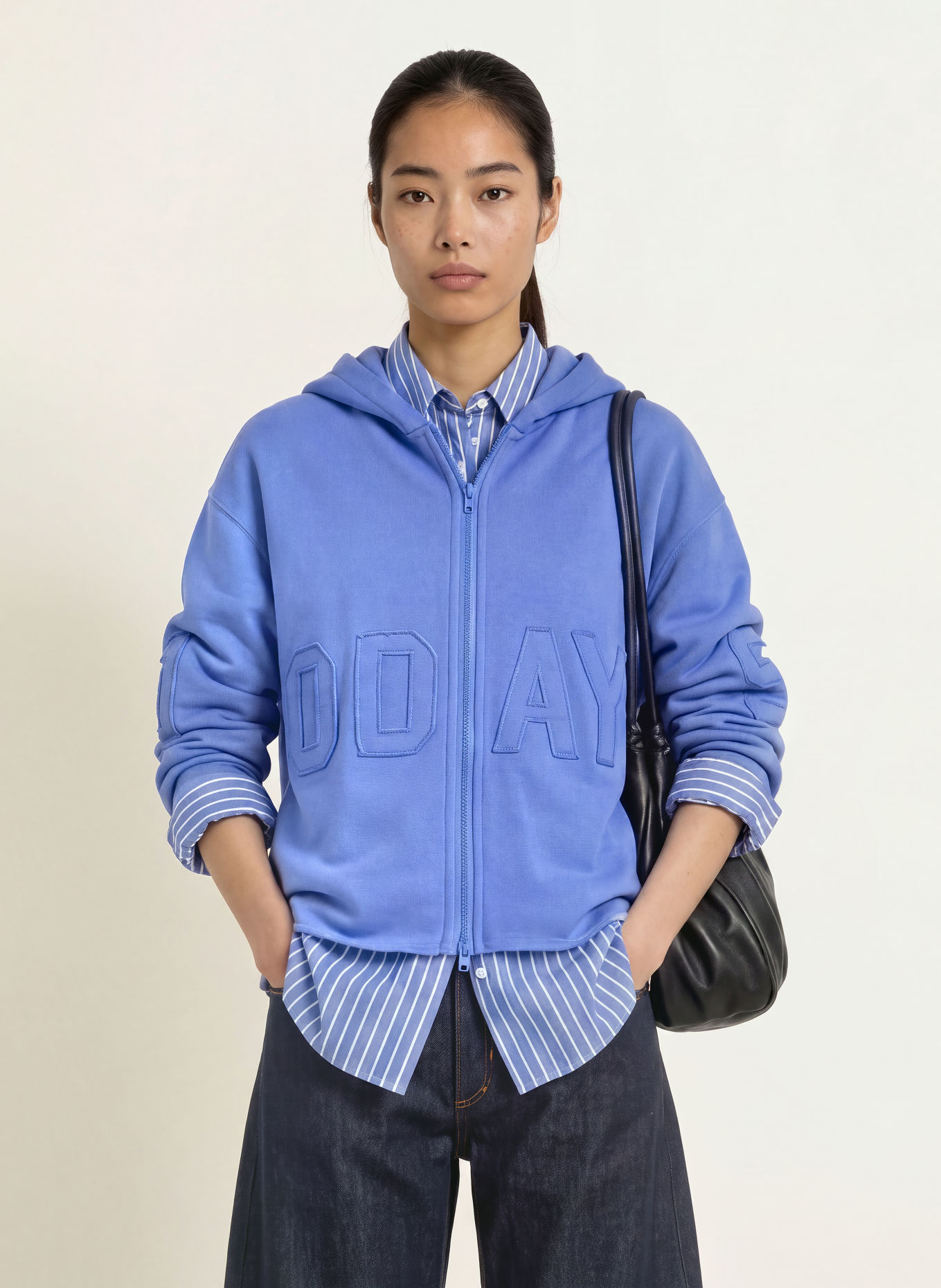 10DAYS Oversized-Sweatjacke: BLAU