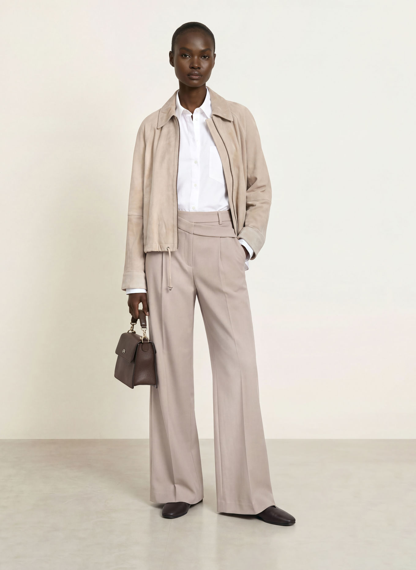 SEDUCTIVE AMALYA Wide-leg trousers: TAUPE