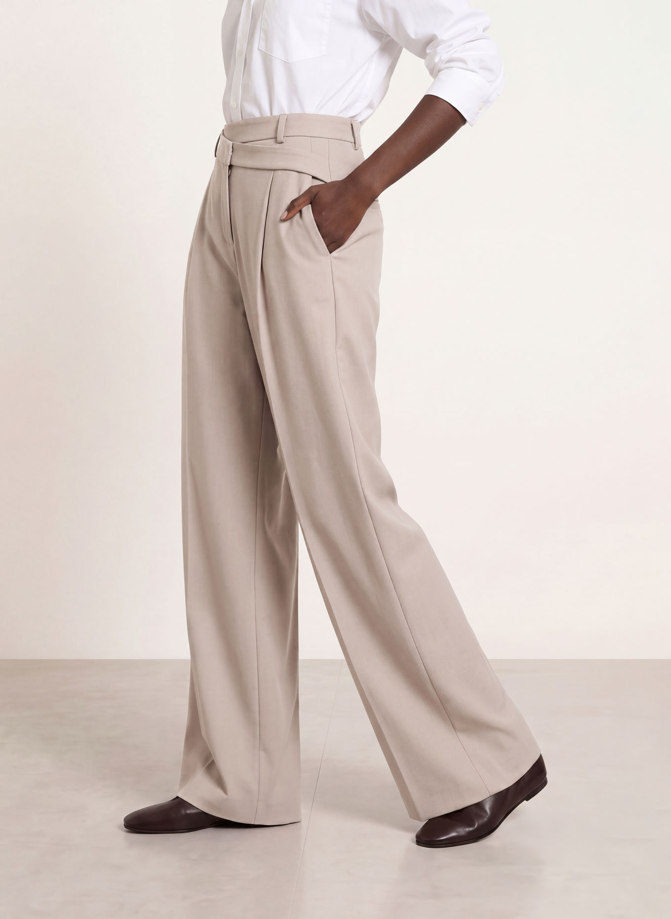 SEDUCTIVE AMALYA Wide-leg trousers: TAUPE