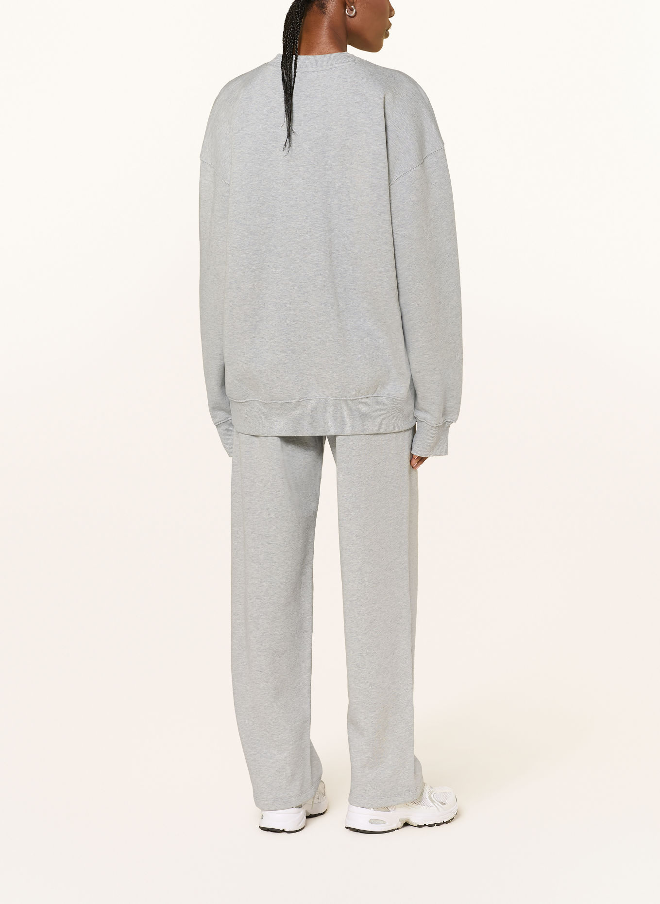 HUGO Sweatshirt oversize DOSTHWAITE orné de pierres décoratives: GRIS CLAIR / MARRON / ÉCRU