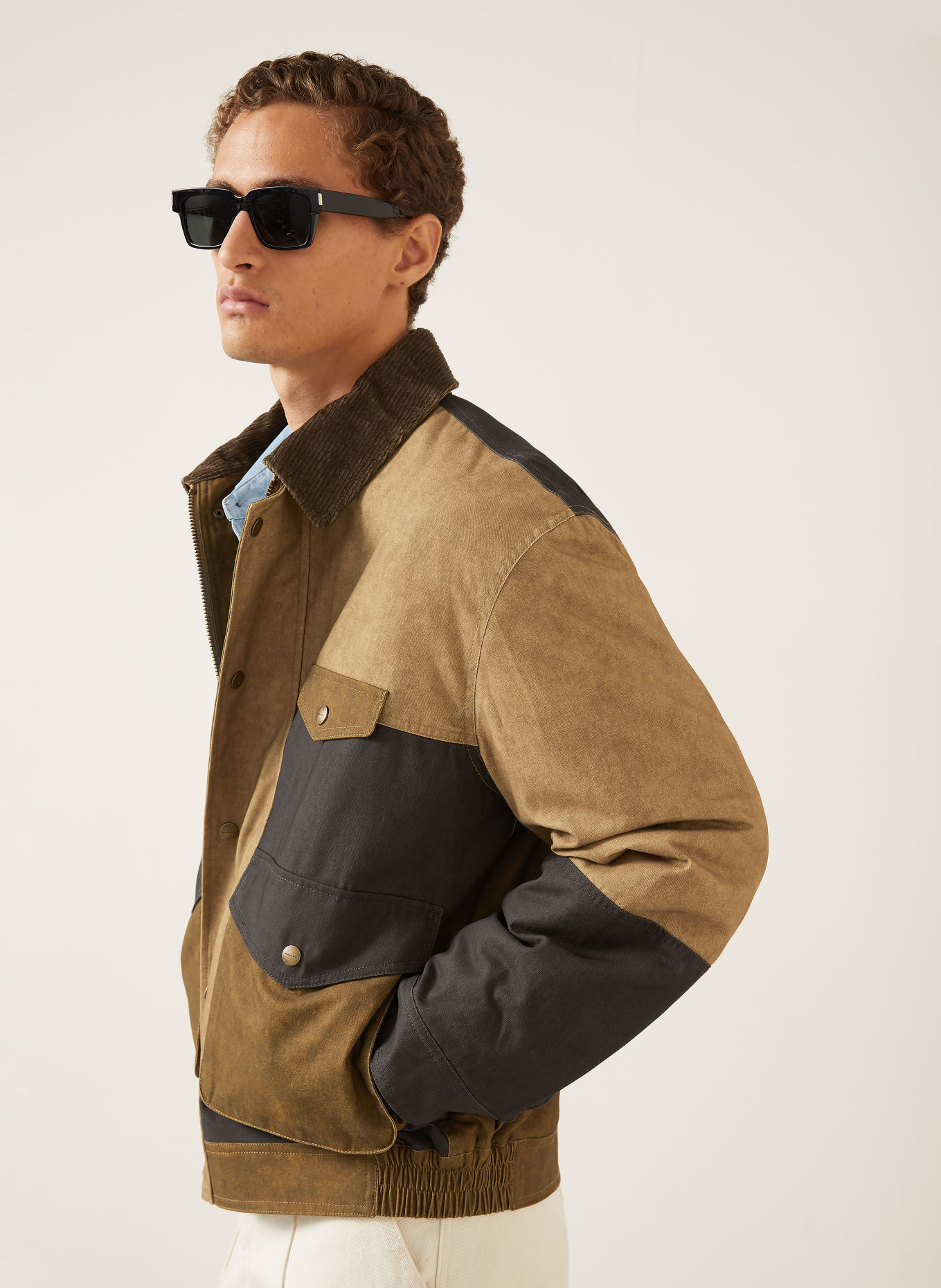 ISABEL MARANT TORES Bomber jacket: KHAKI / DARK BROWN