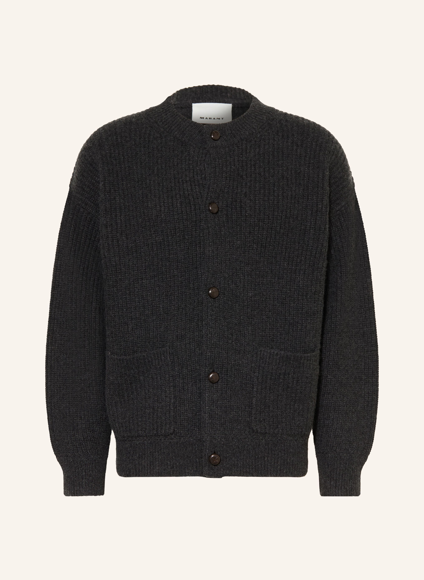 ISABEL MARANT Strickjacke MAEL mit Cashmere und Merinowolle: DUNKELGRAU