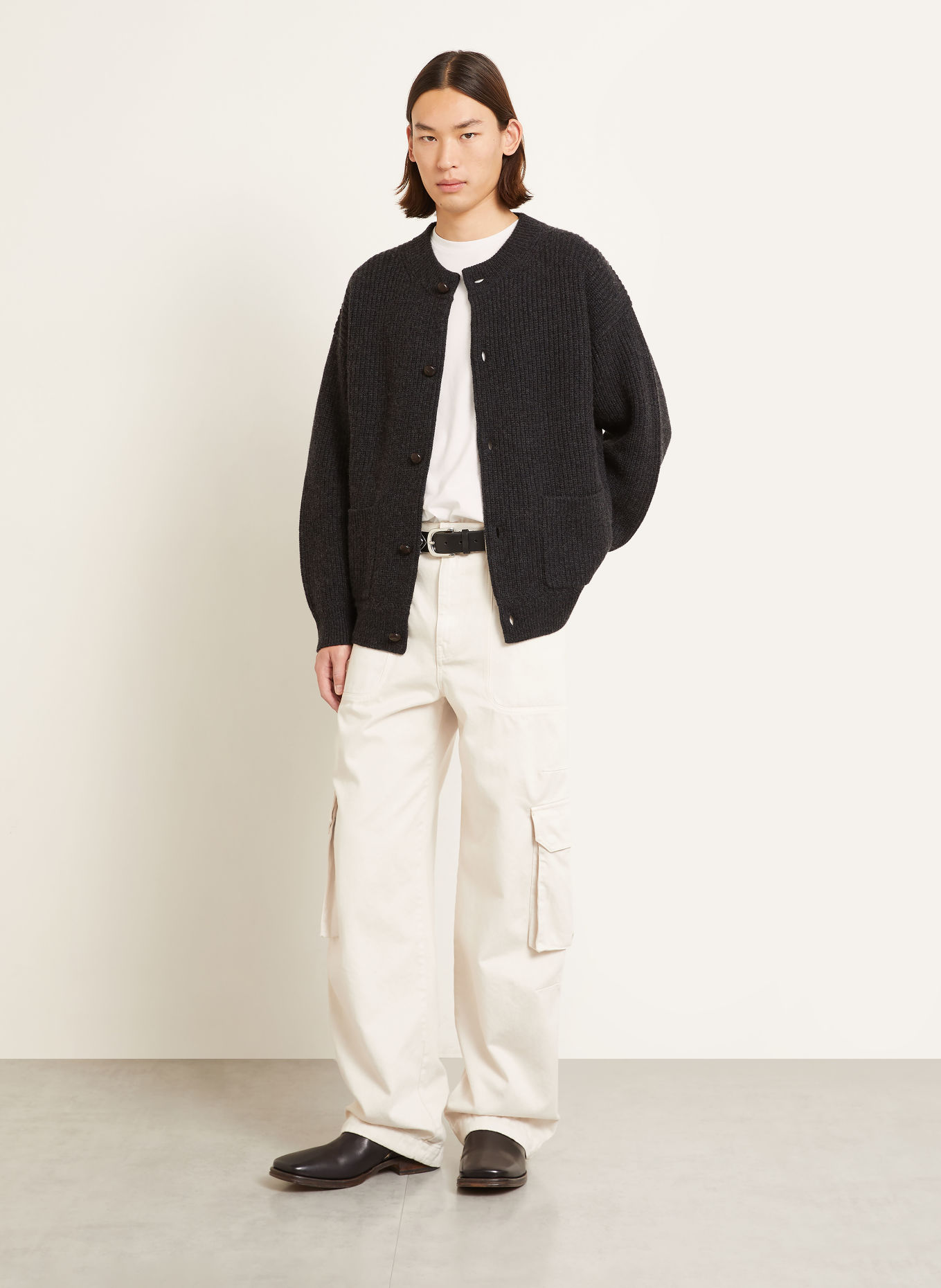 ISABEL MARANT Strickjacke MAEL mit Cashmere und Merinowolle: DUNKELGRAU