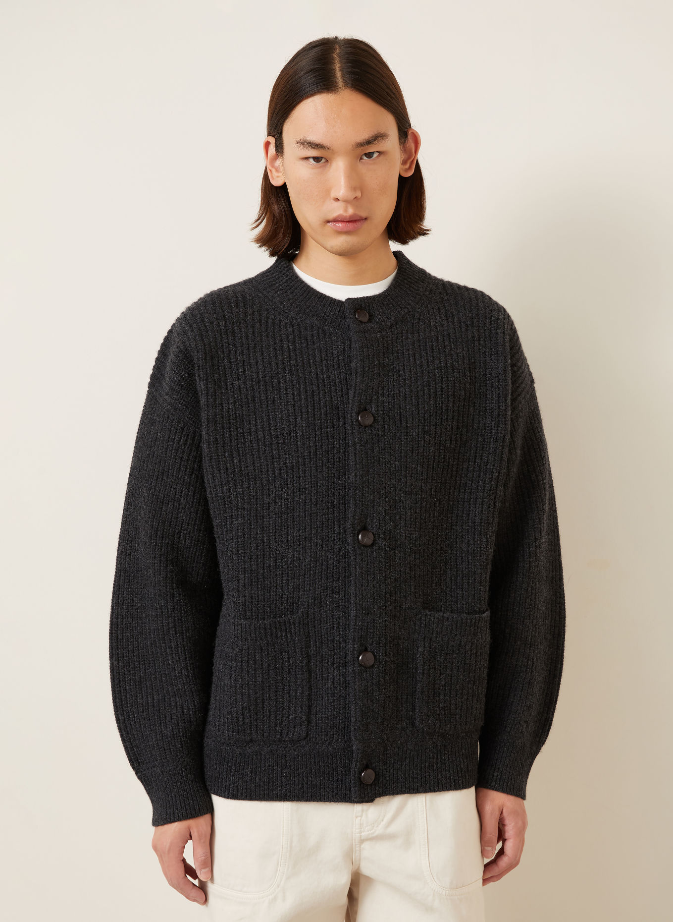 ISABEL MARANT Strickjacke MAEL mit Cashmere und Merinowolle: DUNKELGRAU
