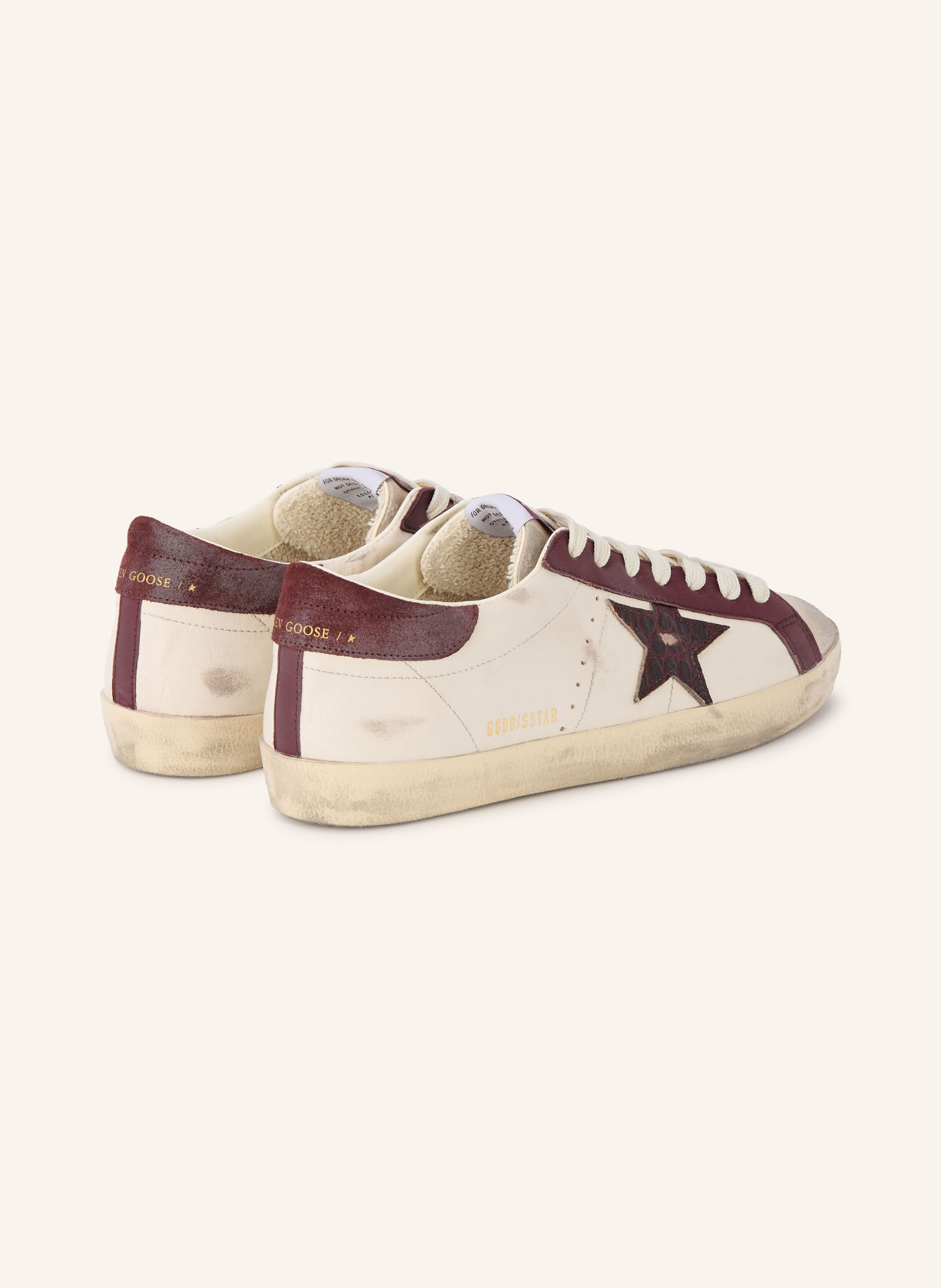 GOLDEN GOOSE Sneaker SUPER-STAR: BEIGE / DUNKELROT