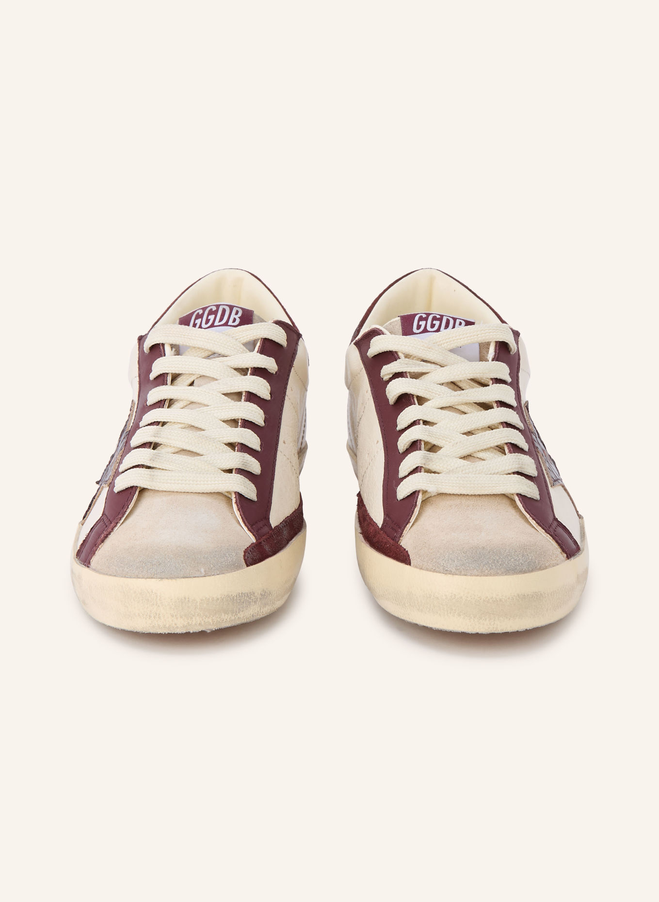 GOLDEN GOOSE Sneaker SUPER-STAR: BEIGE / DUNKELROT