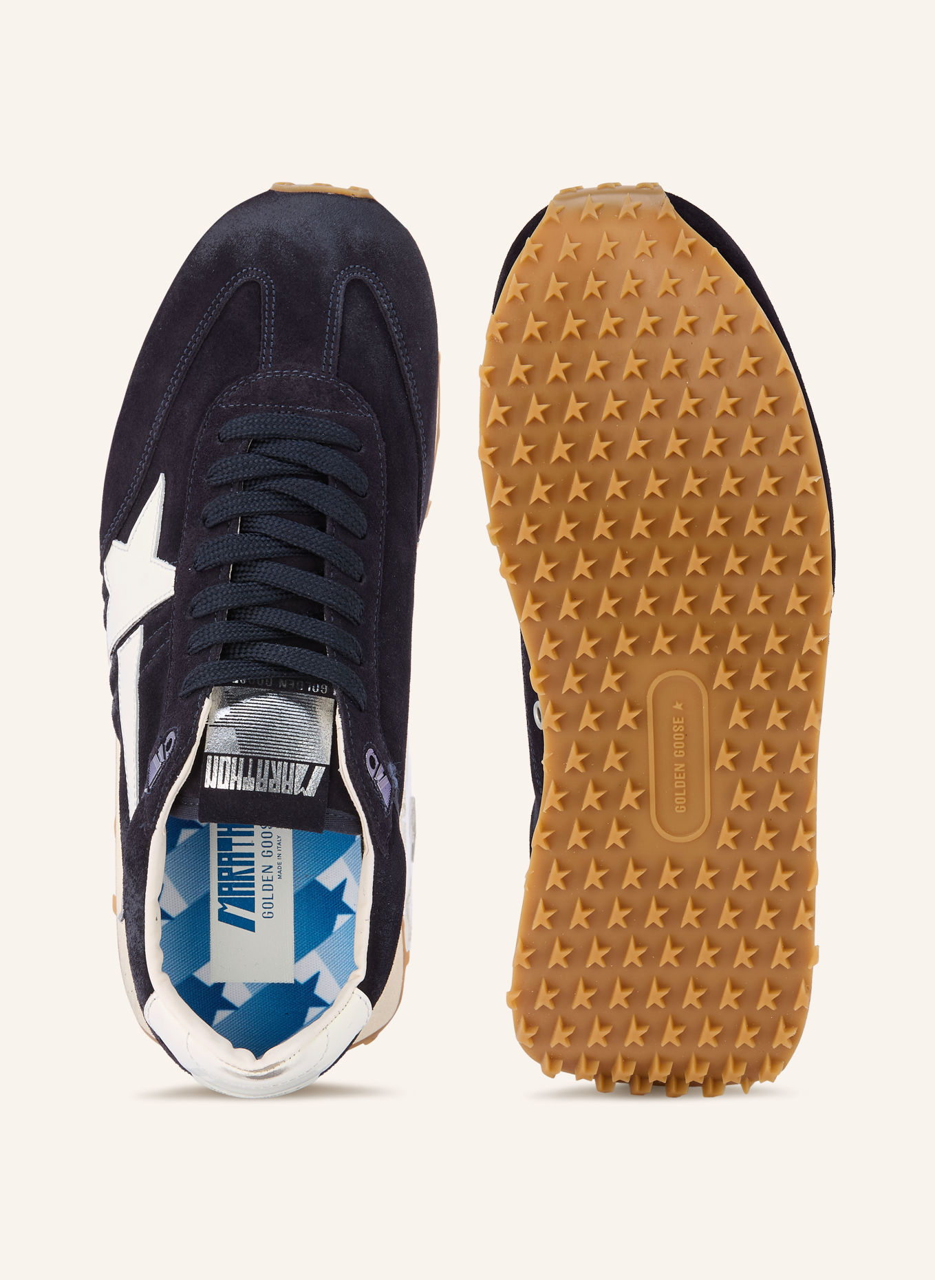 GOLDEN GOOSE Sneaker RUNNING MARATHON: DUNKELBLAU / ECRU