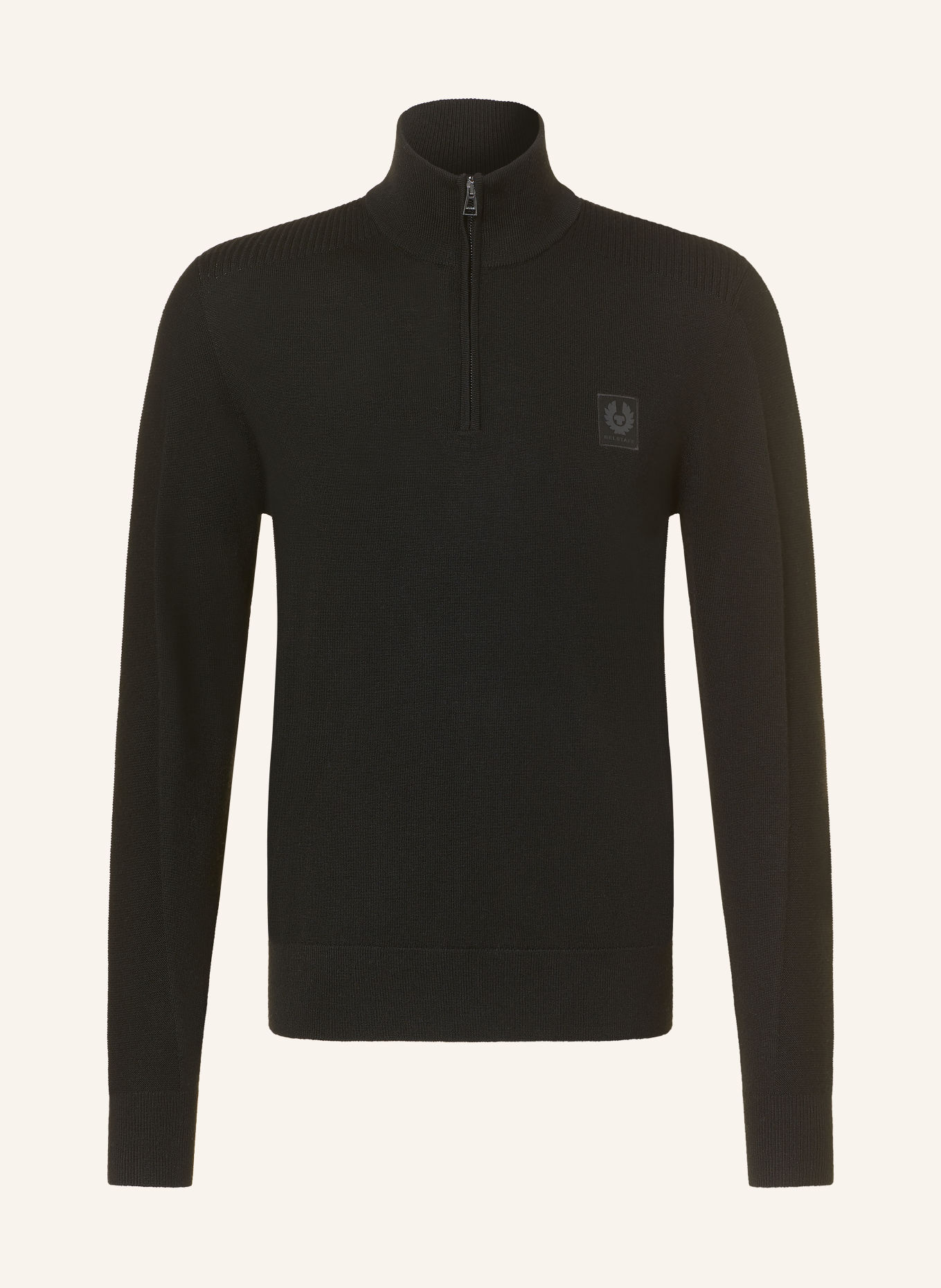 BELSTAFF Pull col zippé COLDEN en laine mérinos: NOIR