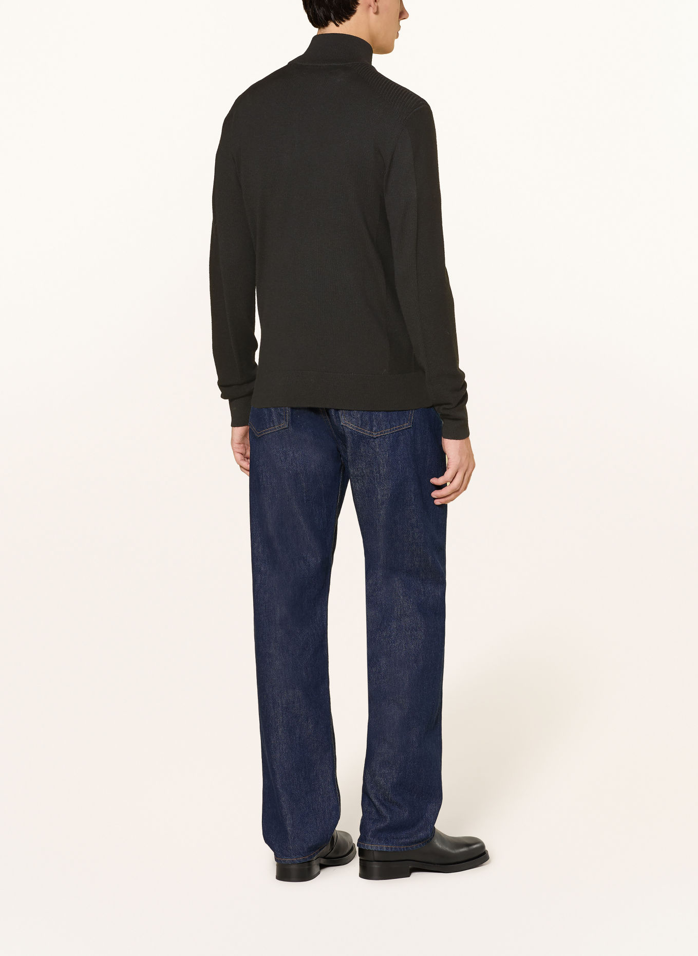 BELSTAFF Pull col zippé COLDEN en laine mérinos: NOIR