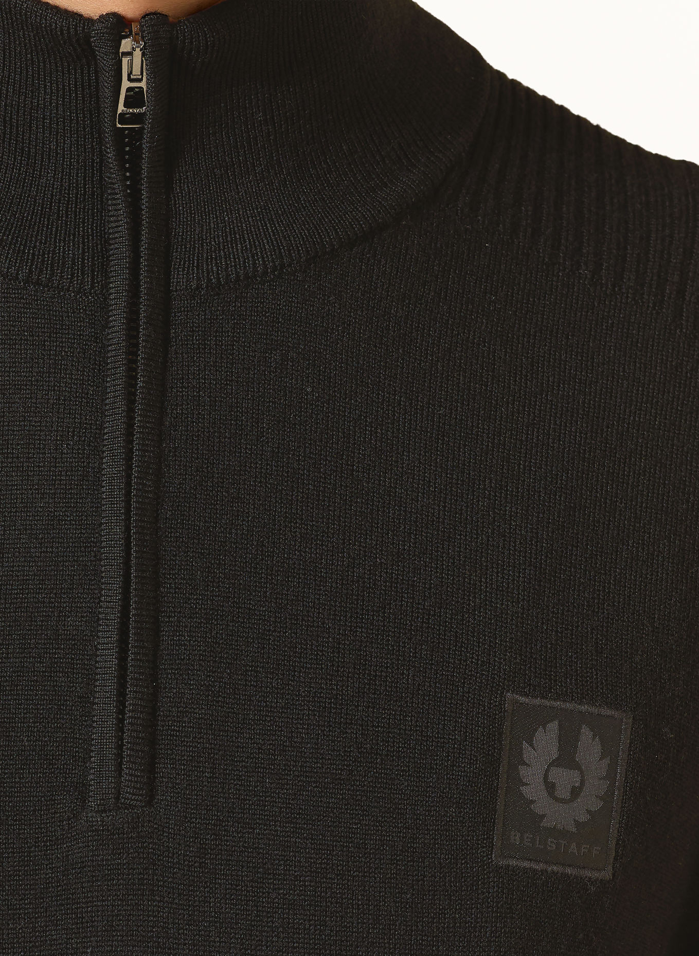 BELSTAFF Pull col zippé COLDEN en laine mérinos: NOIR