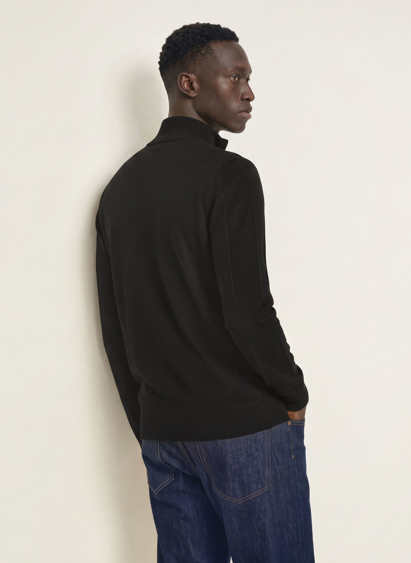 BELSTAFF Pull col zippé COLDEN en laine mérinos: NOIR
