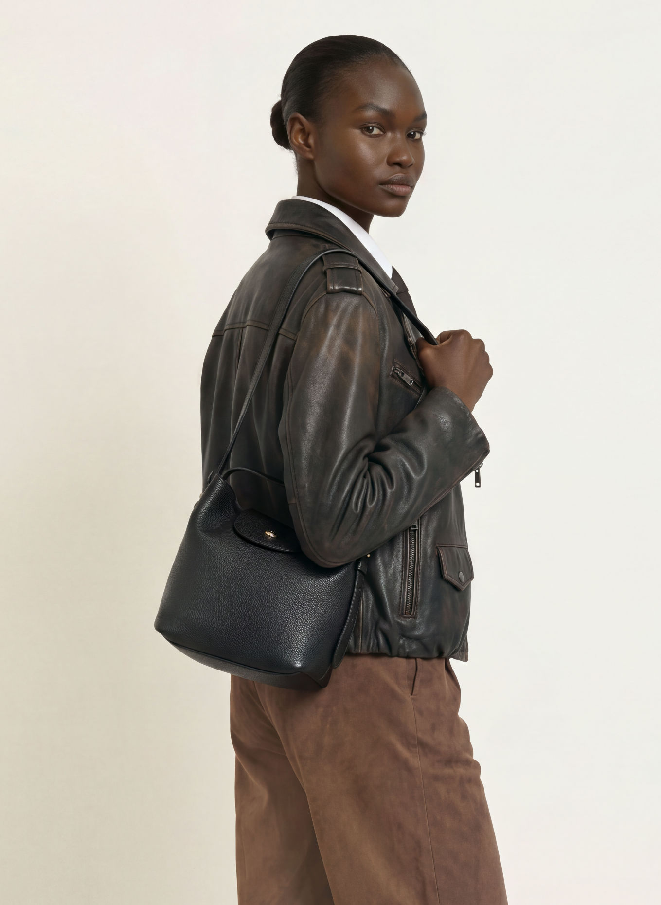 LONGCHAMP LE CADENCE SMALL Crossbody Bag: BLACK / GOLD