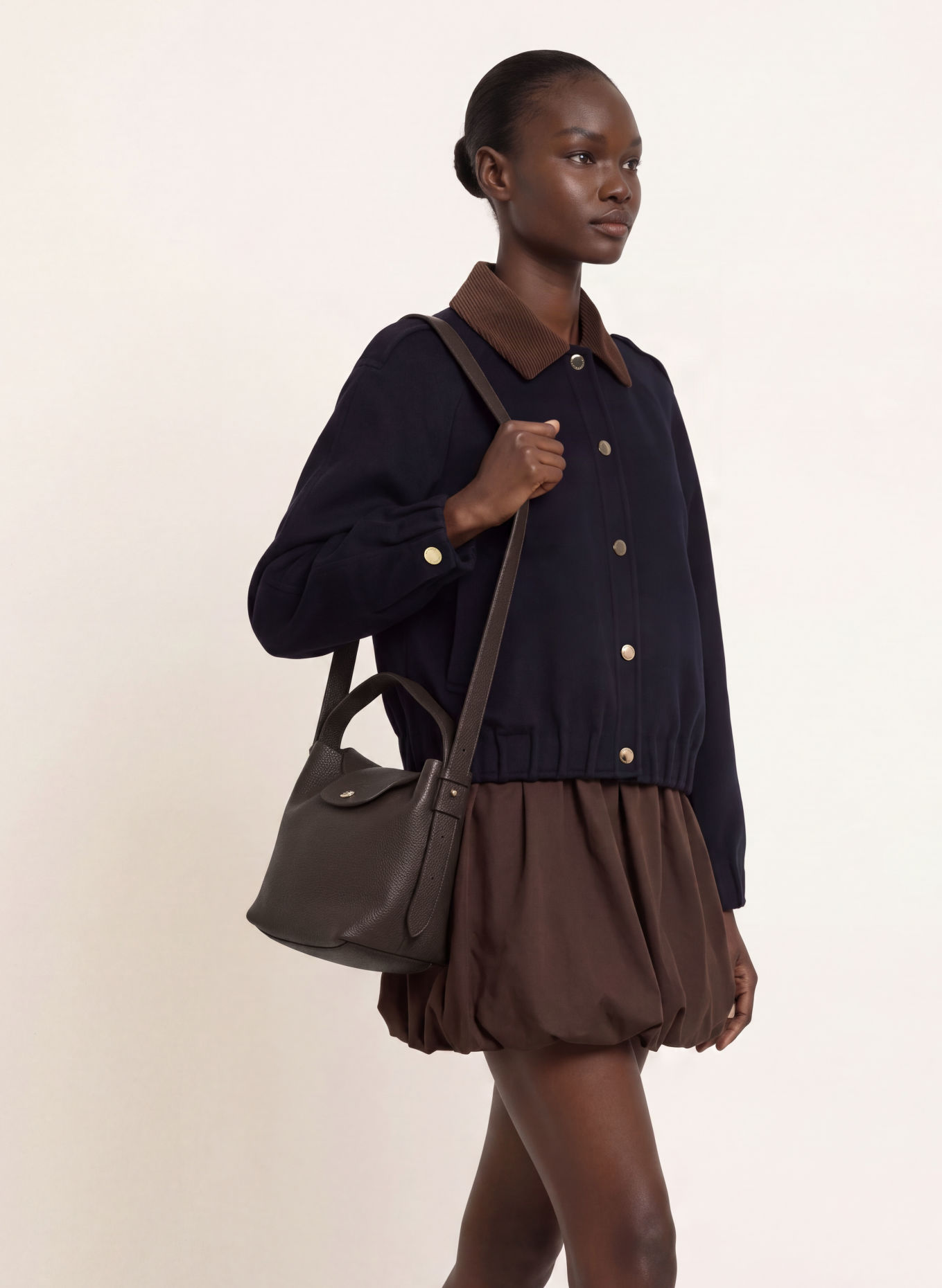 LONGCHAMP Umhängetasche LE CADENCE SMALL: DUNKELBRAUN / GOLD