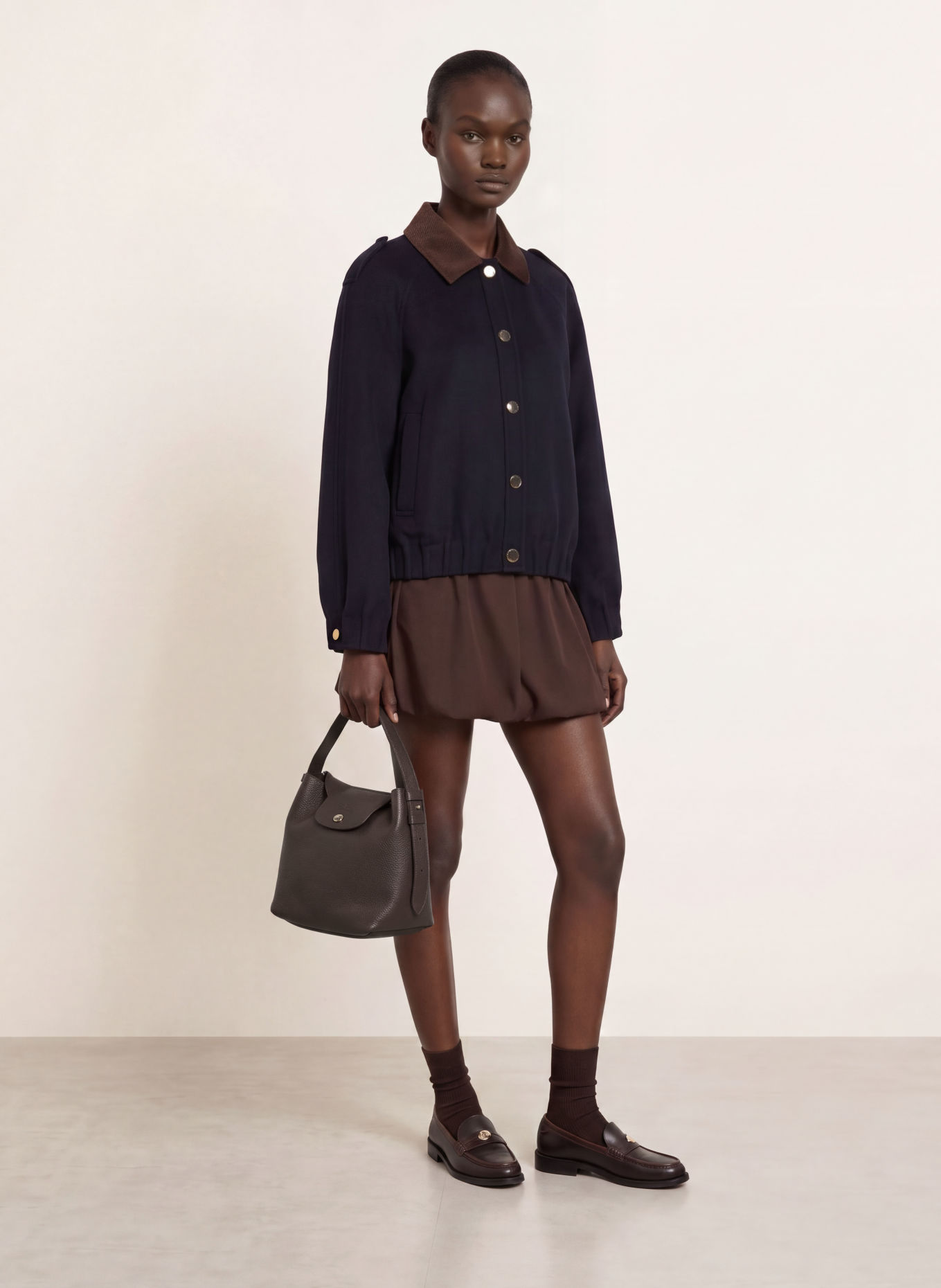 LONGCHAMP Umhängetasche LE CADENCE SMALL: DUNKELBRAUN / GOLD