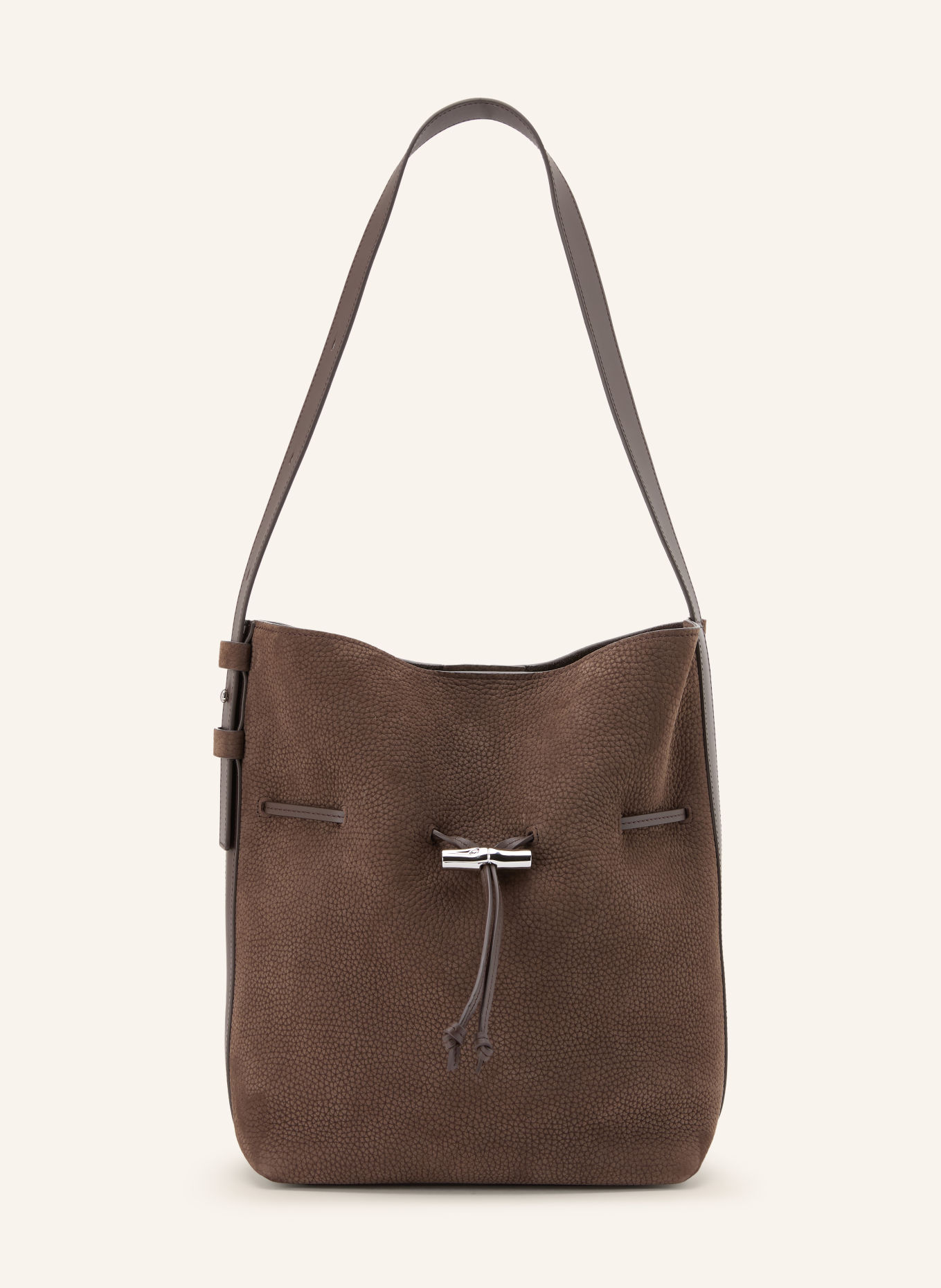 LONGCHAMP Geantă tip sac LE ROSEAU MEDIUM: MARO ÎNCHIS / ARGINT