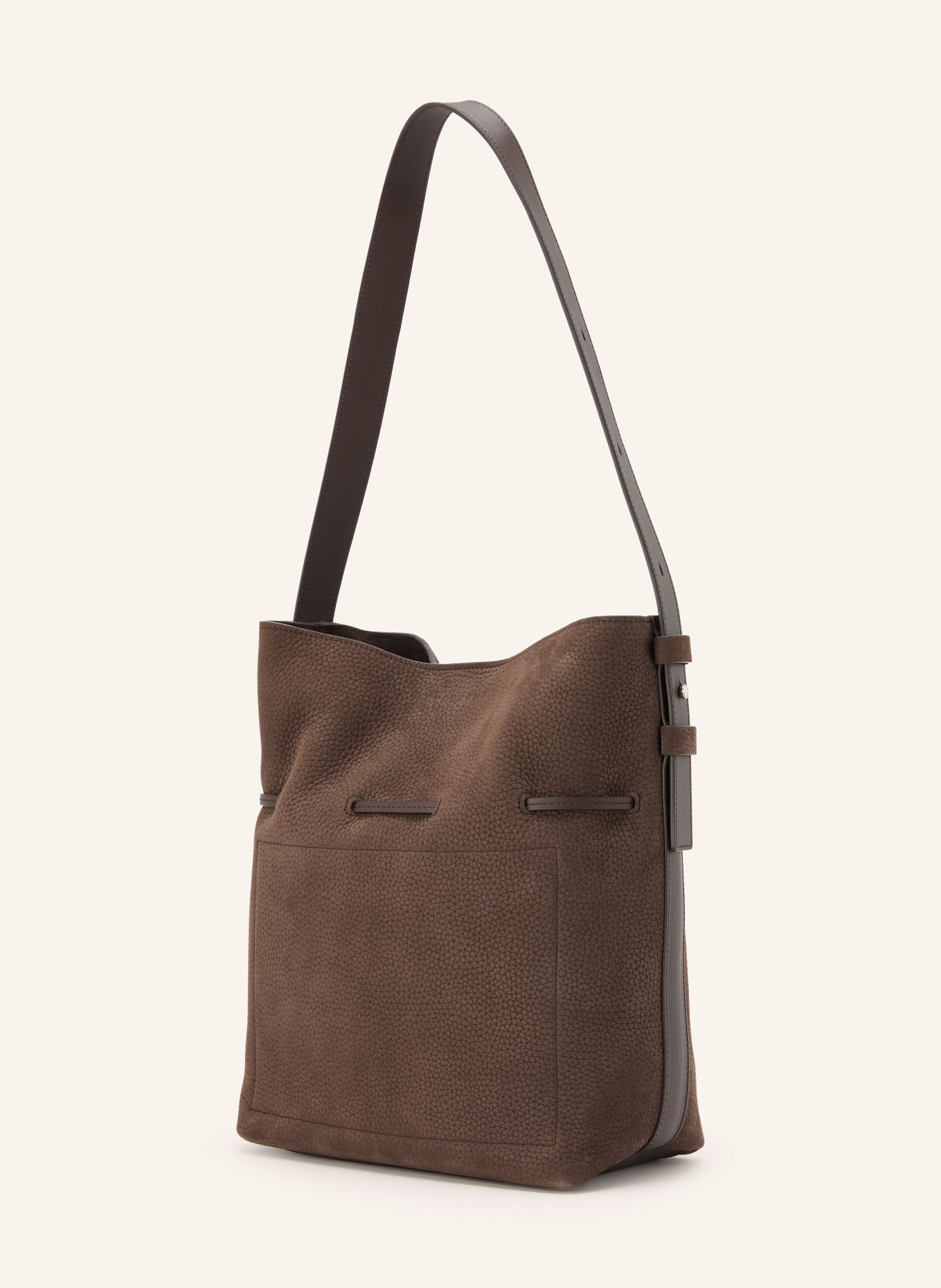 LONGCHAMP Geantă tip sac LE ROSEAU MEDIUM: MARO ÎNCHIS / ARGINT