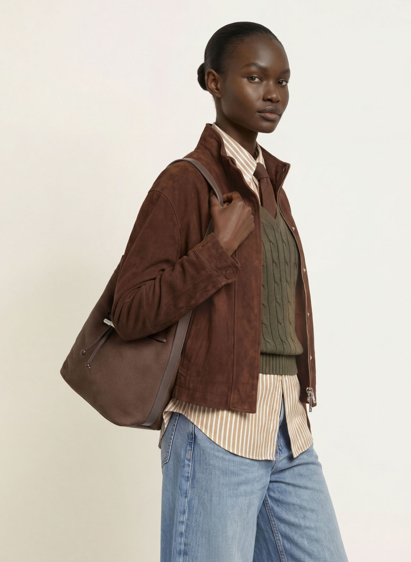 LONGCHAMP Geantă tip sac LE ROSEAU MEDIUM: MARO ÎNCHIS / ARGINT