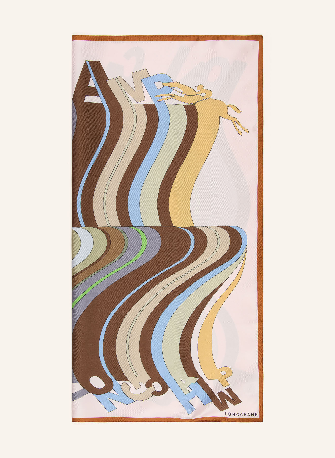 LONGCHAMP Silketørklæde L'ARC-EN-CIEL: MØRKEBRUN / LYSEROSA / BEIGE