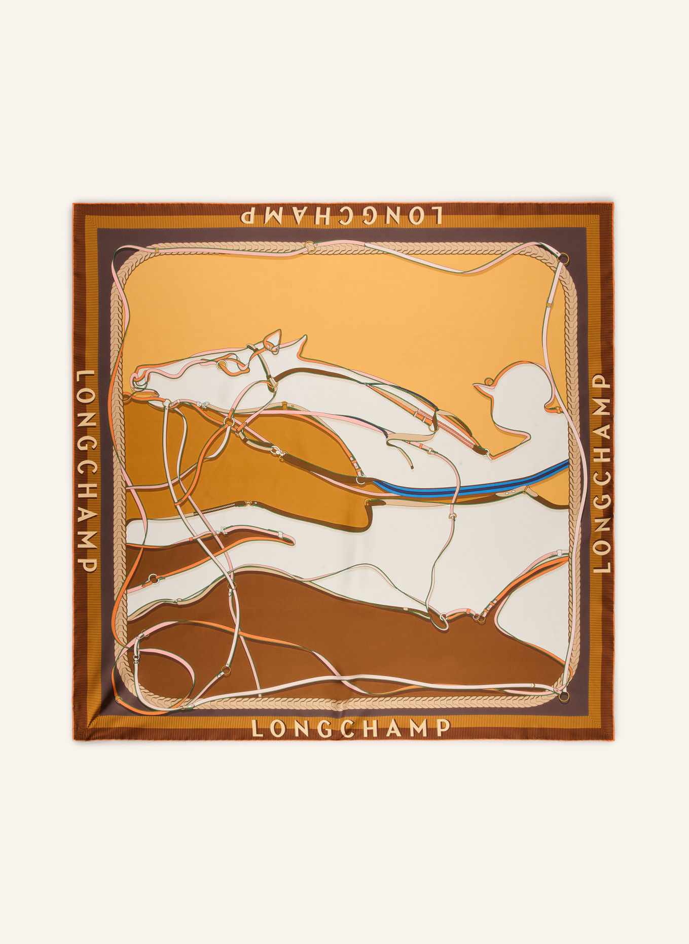 LONGCHAMP Silketørklæde: BRUN / KAMEL / HVID