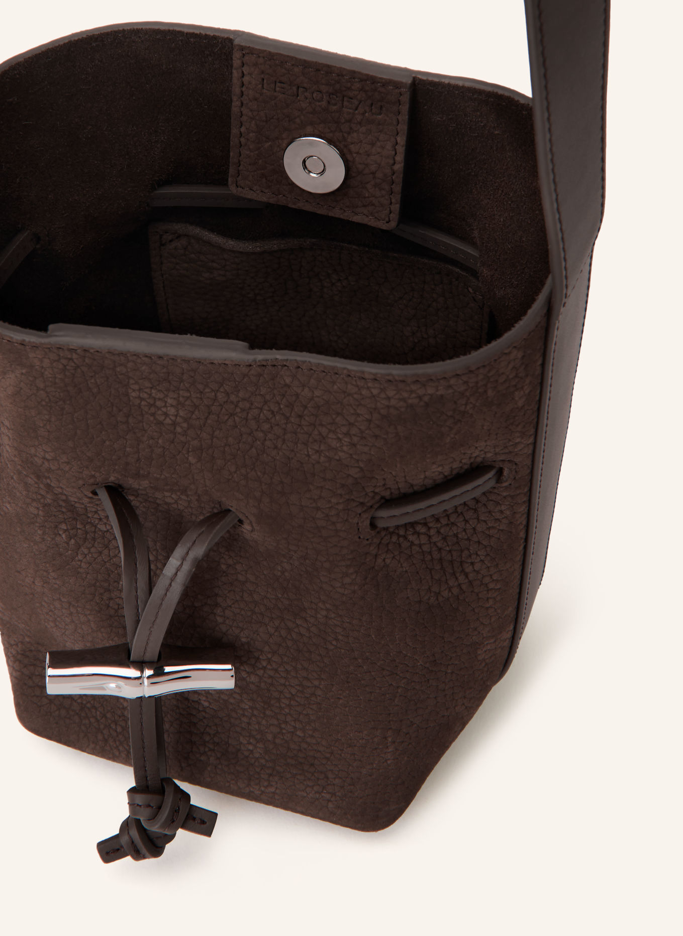 LONGCHAMP Väska LE ROSEAU SMALL: MÖRKBRUN / SILVER