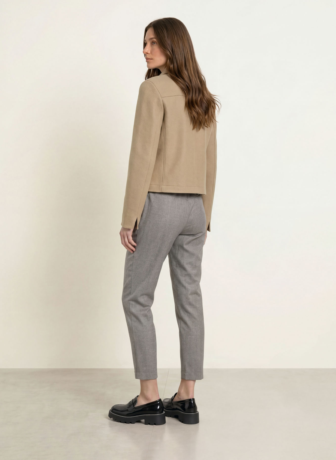 MARC CAIN Flanellen broek RHODOS in joggingstijl: 662 driftwood