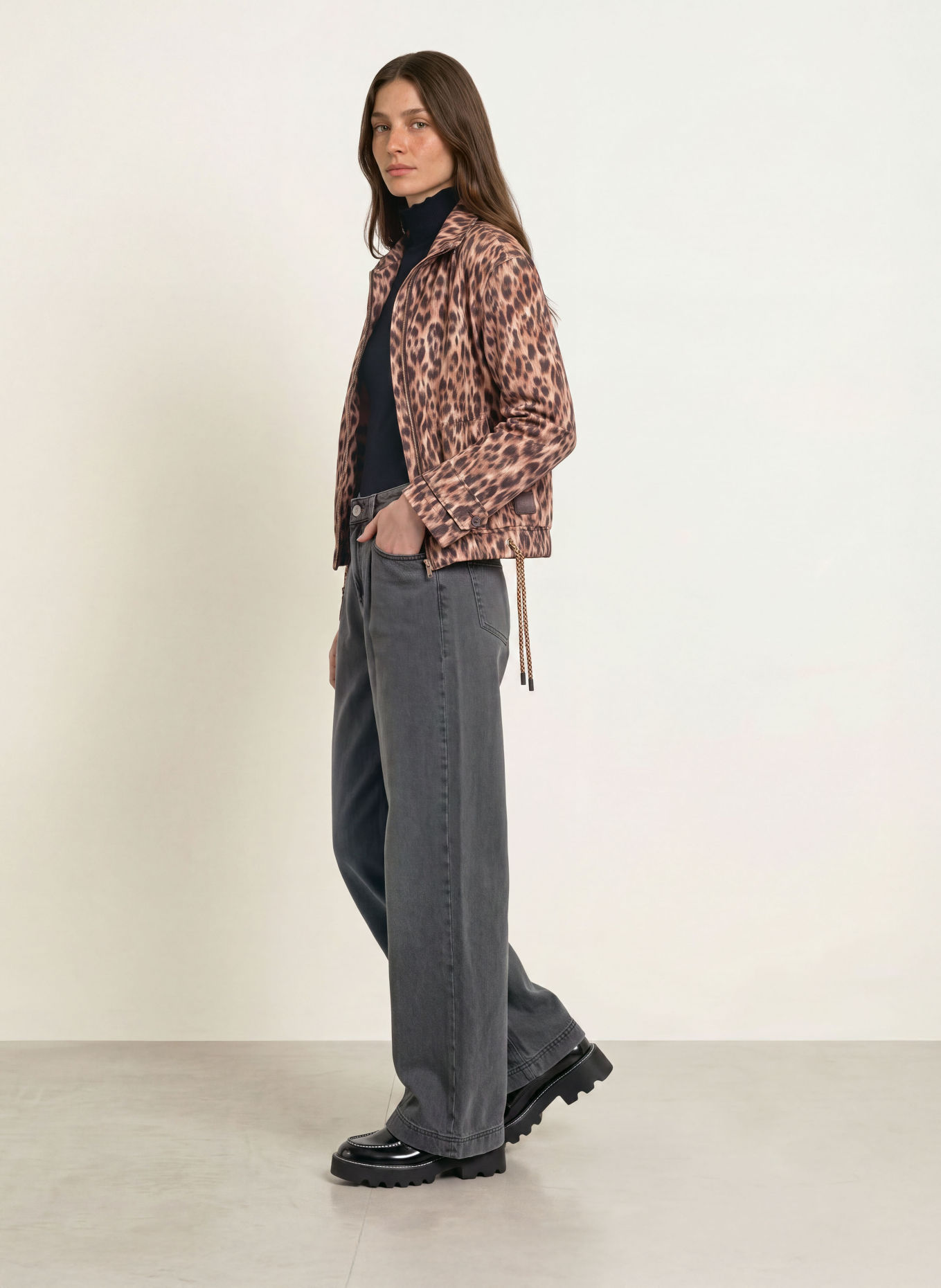 MARC CAIN Jeansy wide leg WICHITA: 880 anthrazit