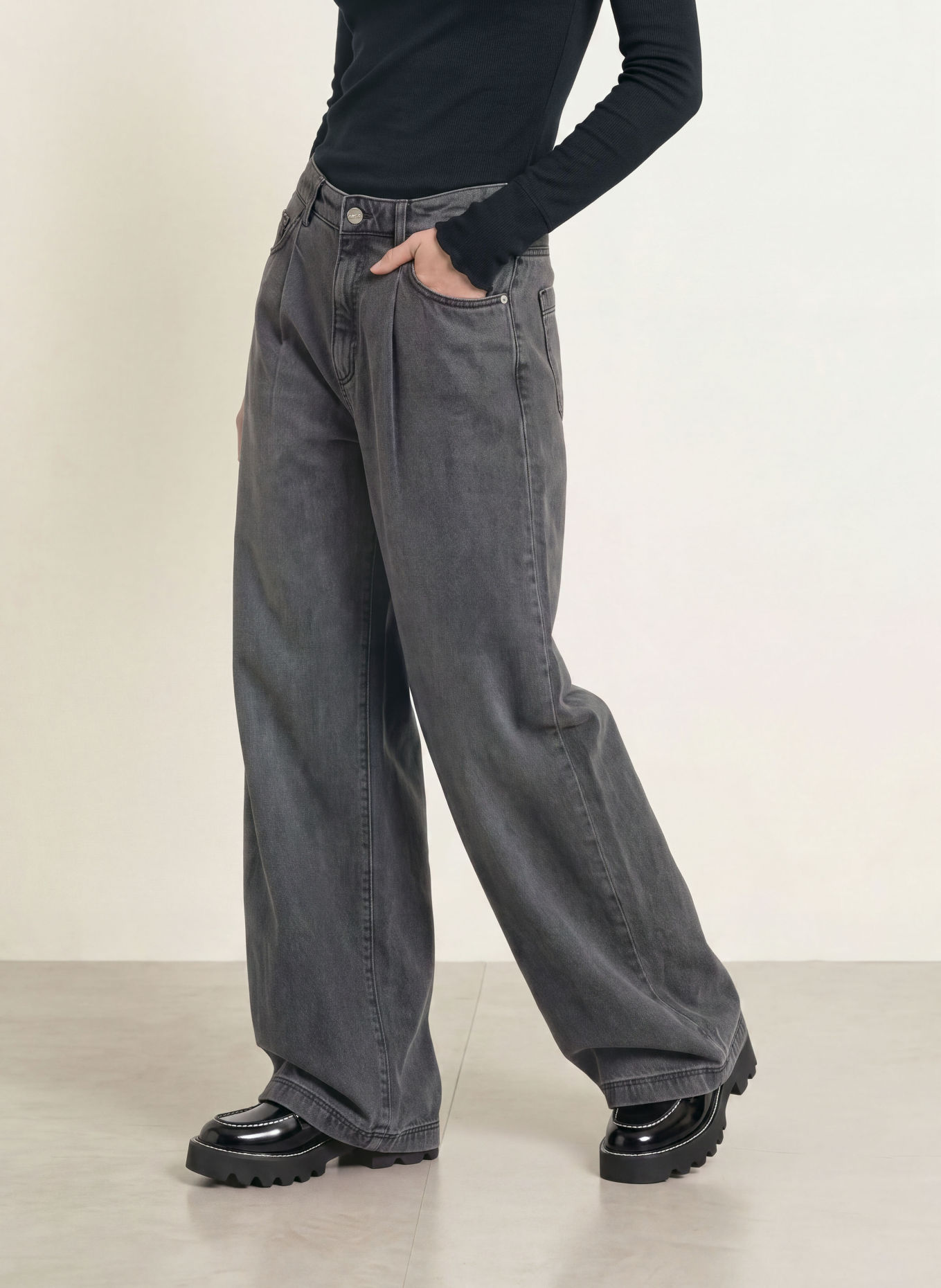 MARC CAIN Jeansy wide leg WICHITA: 880 anthrazit