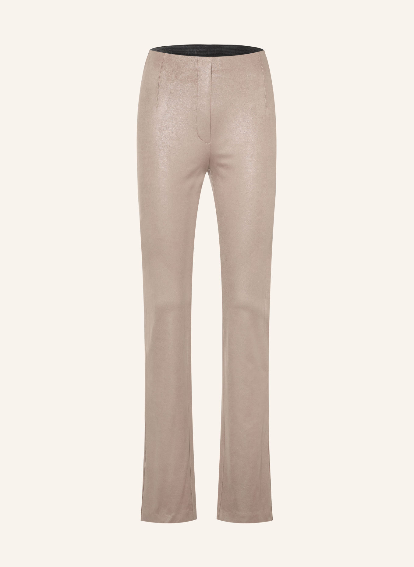 MARC CAIN Pantaloni bootcut FREDERICA cu aspect de piele: 662 driftwood