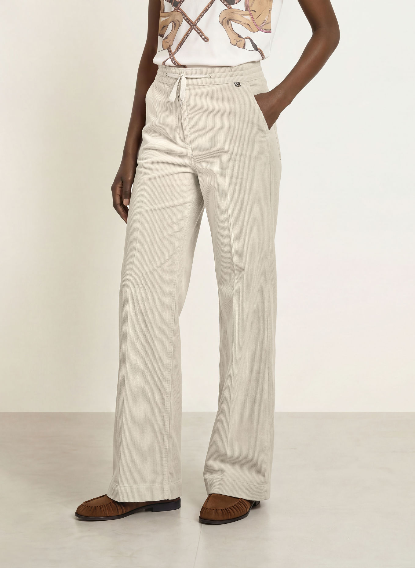 MARC CAIN Marlene-byxor WARRI i corduroy: 182 smoke