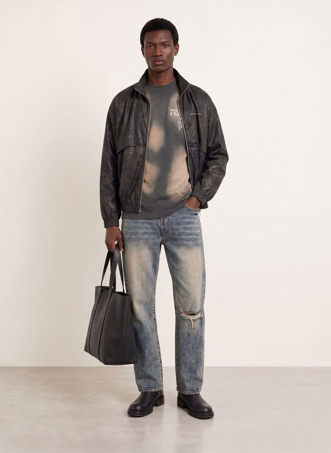 don't waste culture T-Shirt THUNDER: TAUPE / CREME / SCHWARZ