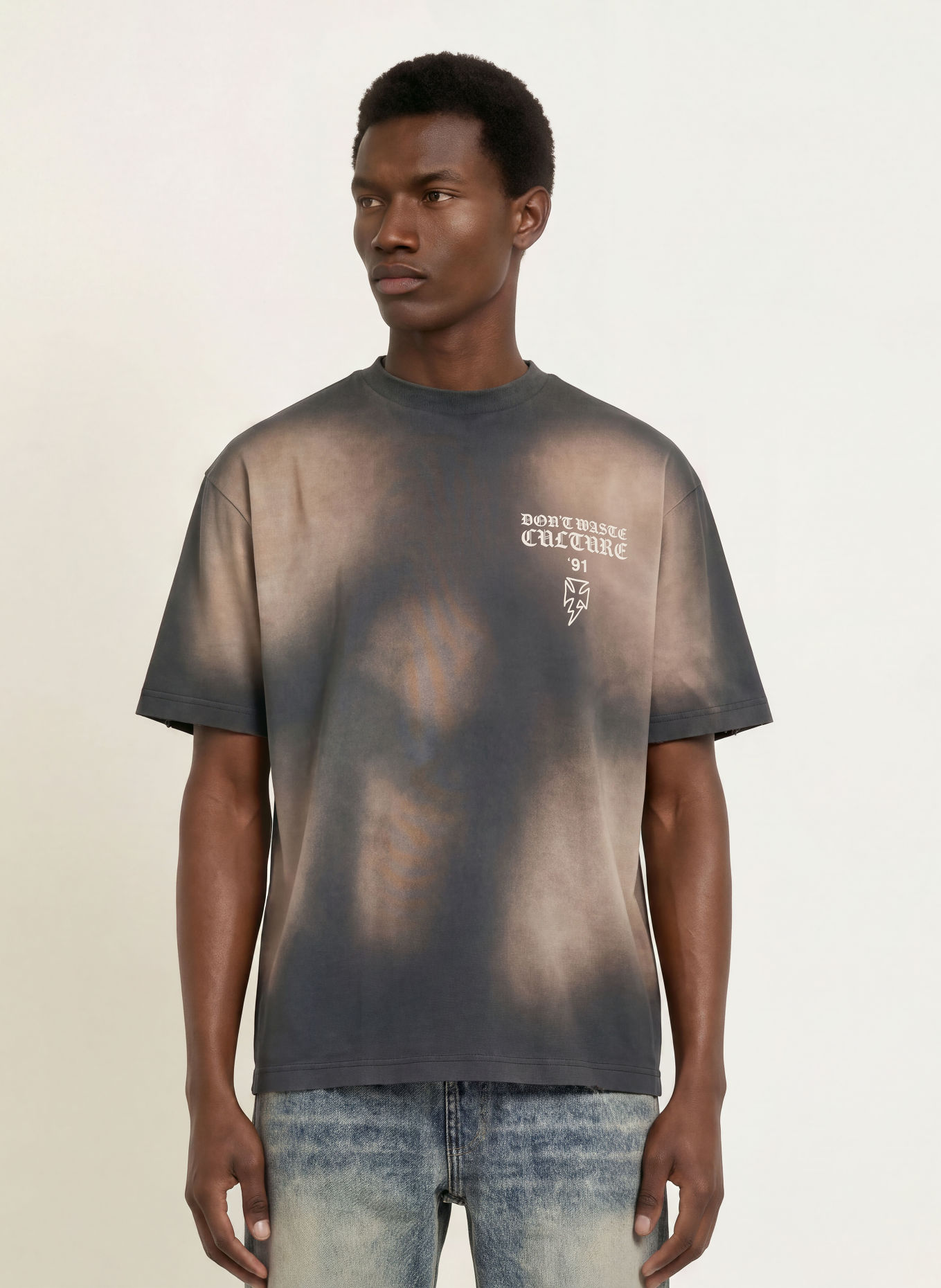 don't waste culture T-Shirt THUNDER: TAUPE / CREME / SCHWARZ