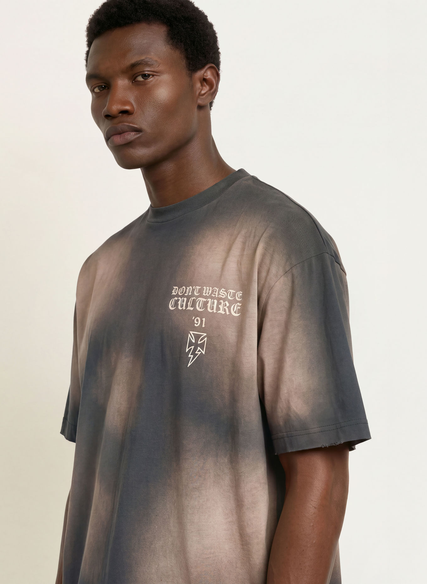 don't waste culture T-Shirt THUNDER: TAUPE / CREME / SCHWARZ