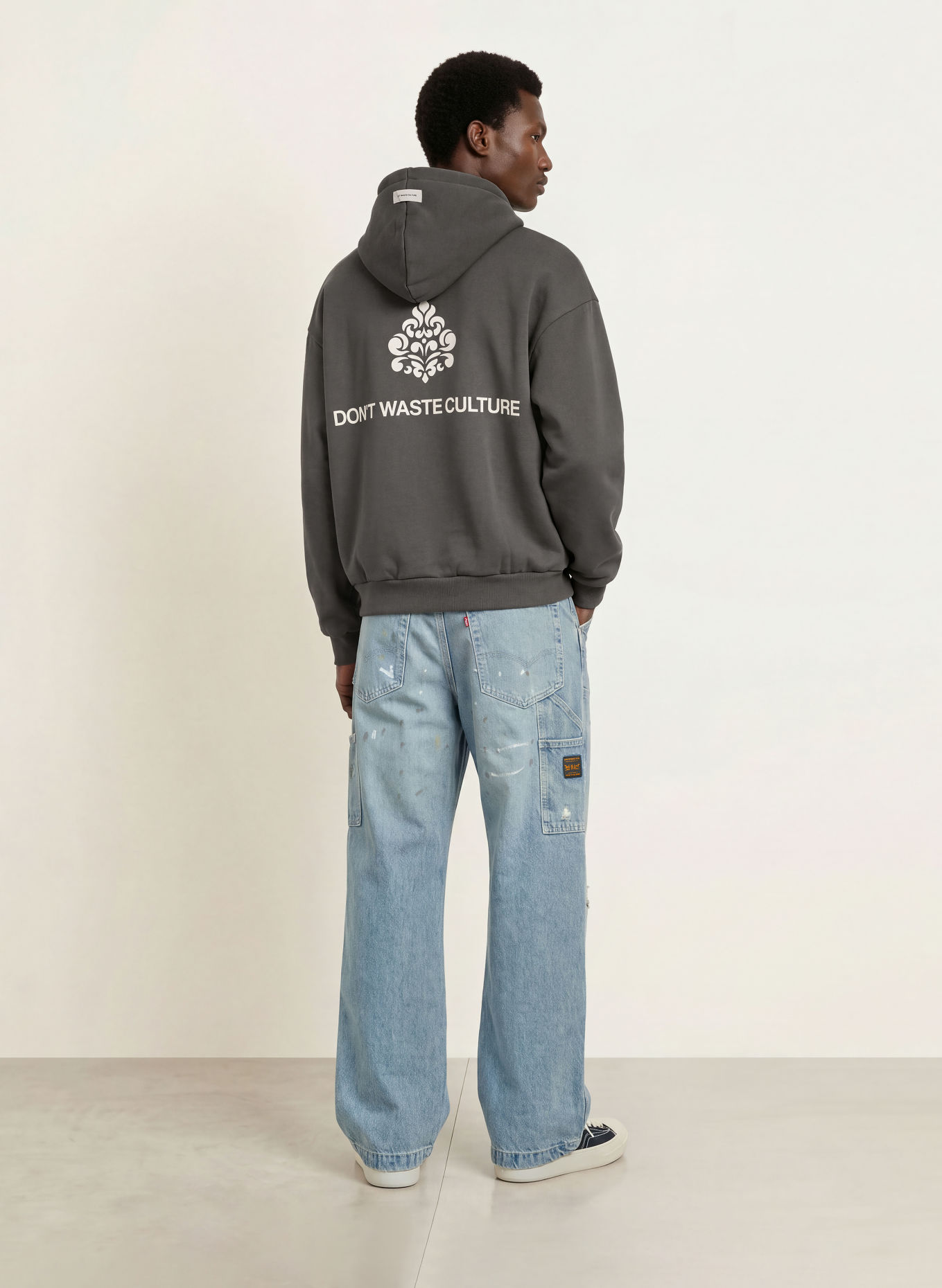 don't waste culture Hoodie PURO: DUNKELGRAU / CREME