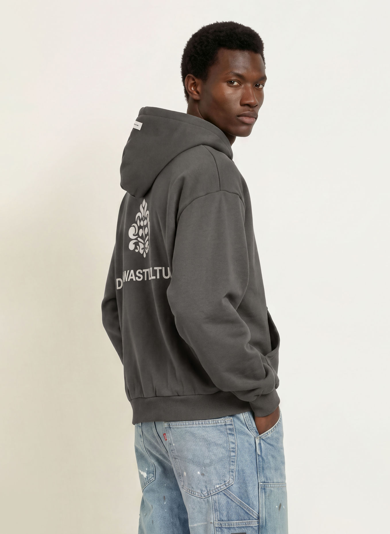 don't waste culture Hoodie PURO: DUNKELGRAU / CREME
