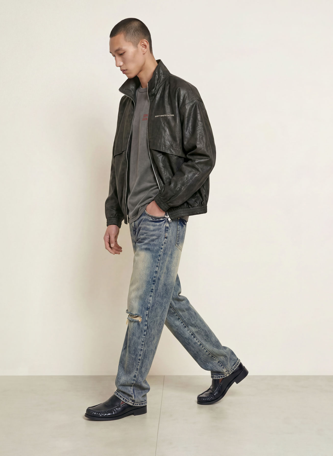 don't waste culture Blouson YANI: KHAKI / SCHWARZ