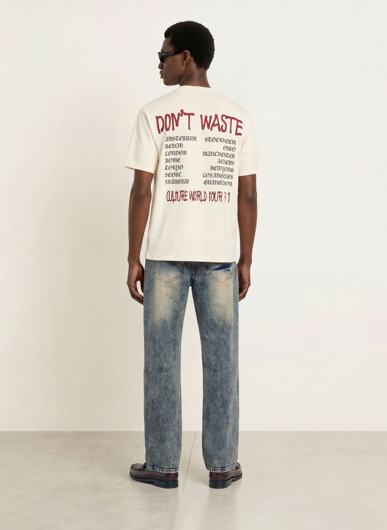 don't waste culture T-Shirt JOVI: CREME / DUNKELROT