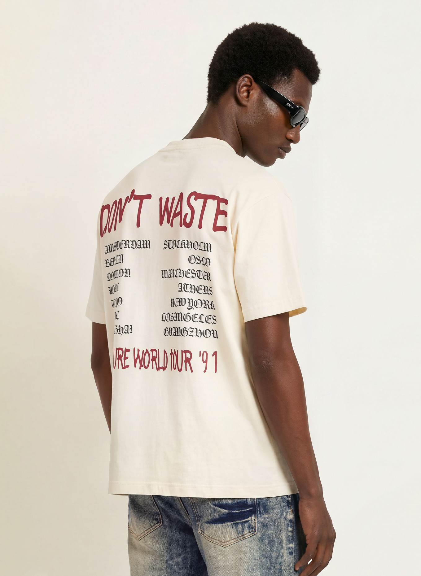 don't waste culture T-Shirt JOVI: CREME / DUNKELROT