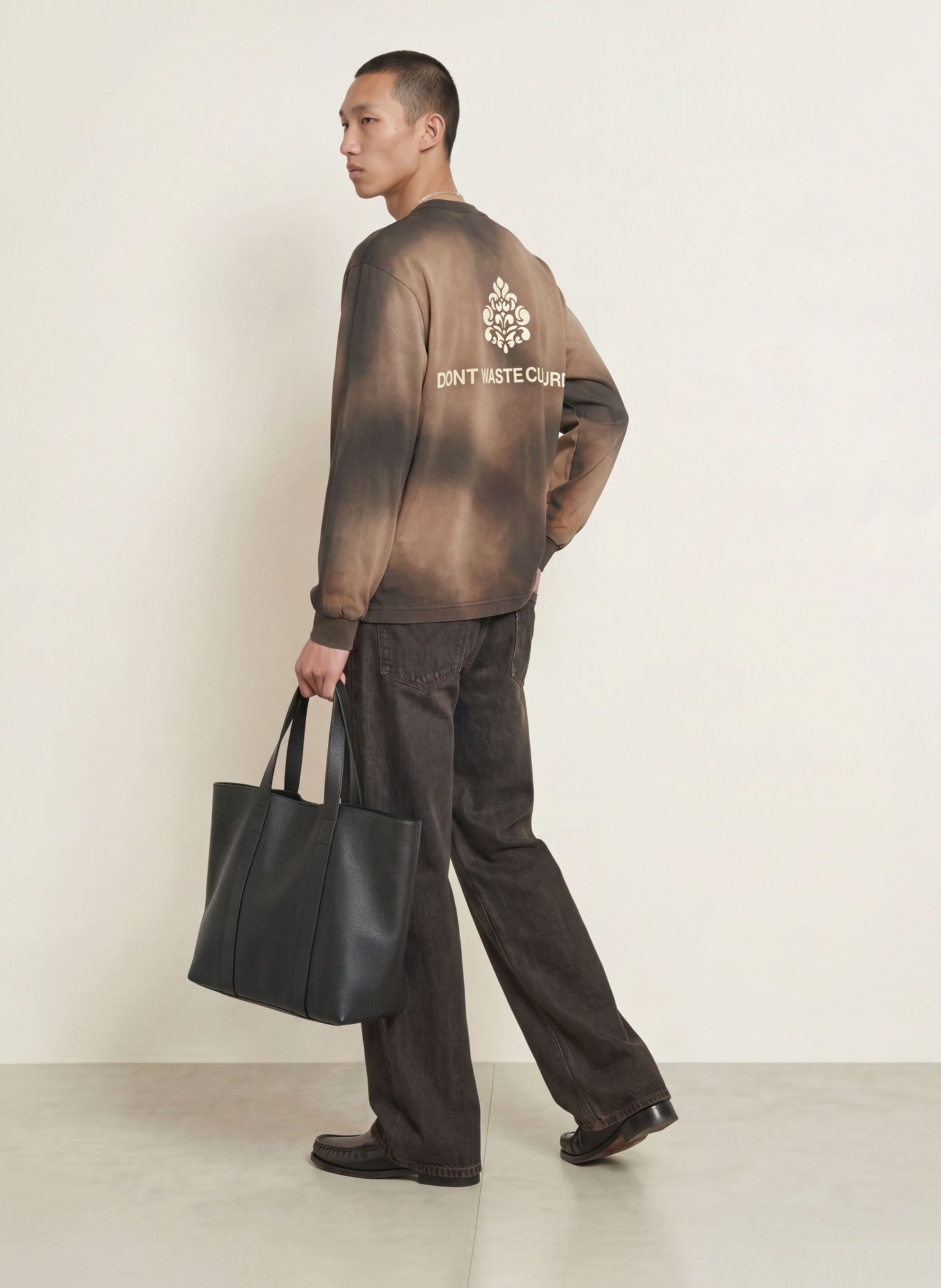 don't waste culture Longsleeve FADE: DUNKELGRAU / TAUPE