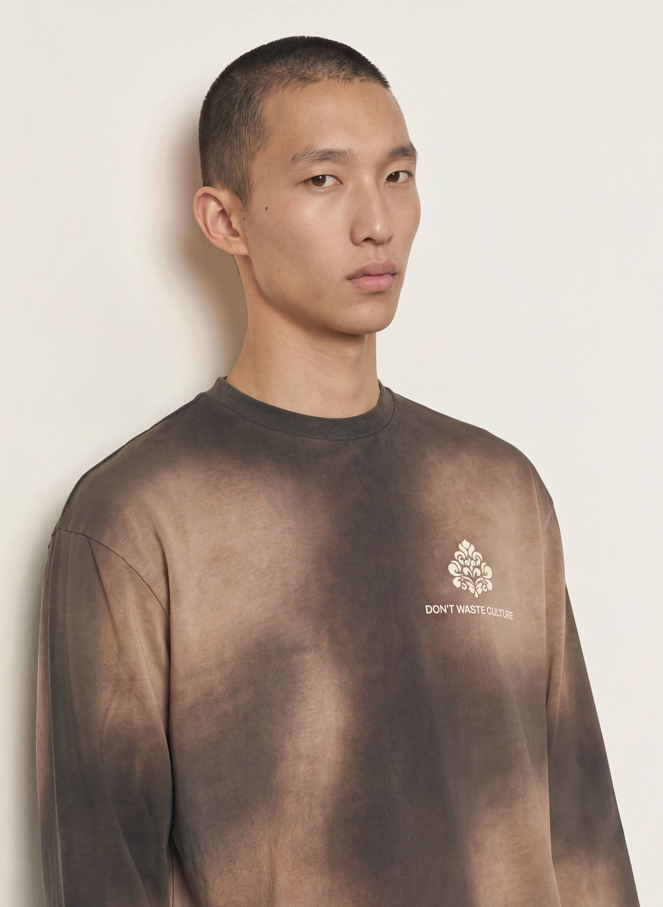 don't waste culture Longsleeve FADE: DUNKELGRAU / TAUPE