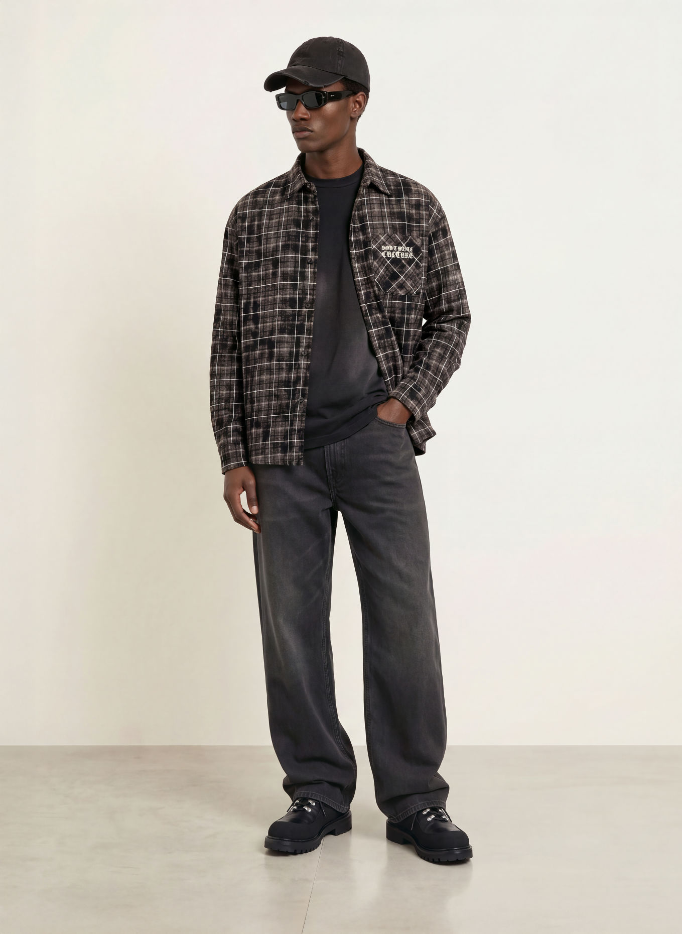 don't waste culture Flanellhemd LEVI Comfort Fit: TAUPE / WEISS / SCHWARZ