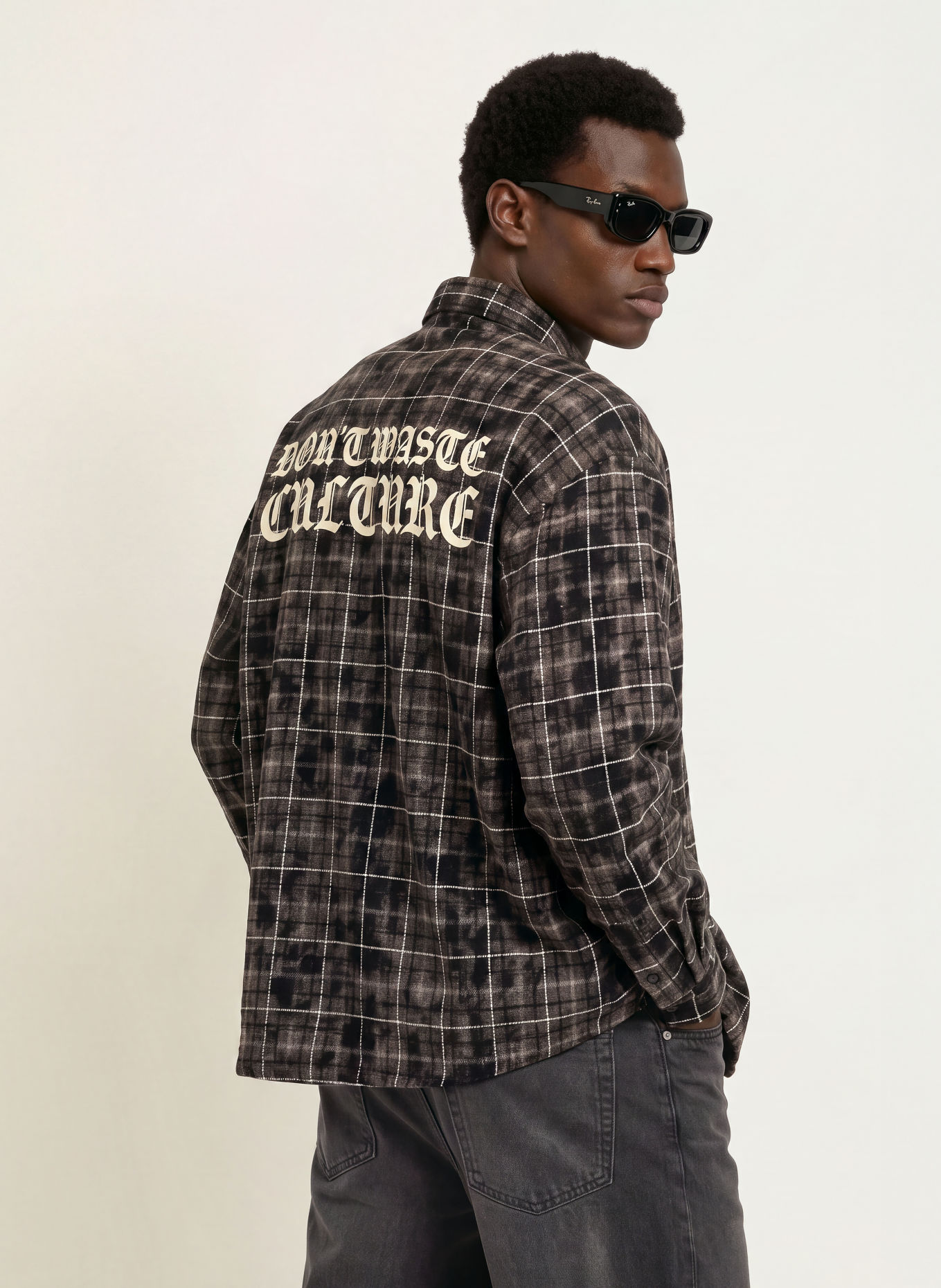 don't waste culture Flanellhemd LEVI Comfort Fit: TAUPE / WEISS / SCHWARZ
