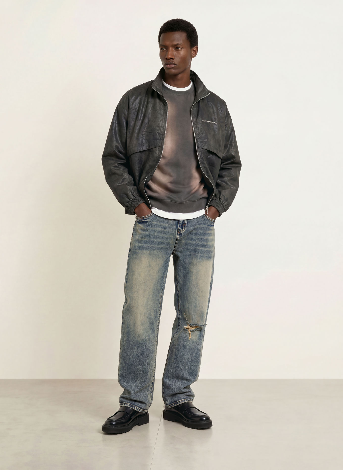 don't waste culture Destroyed Jeans RAFI Regular Fit: 1275 Dark Pale